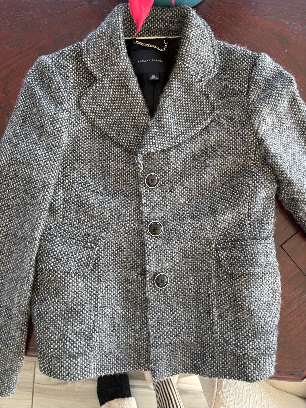Banana Republic Black and Gray Bouclé Coat